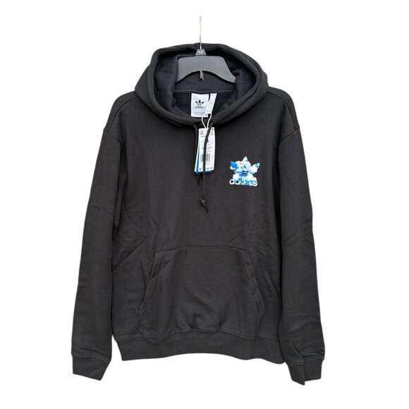Adidas Black Hoodie With Blue Cloud Trefoil Logo Design Medium - Picture 4 of 7